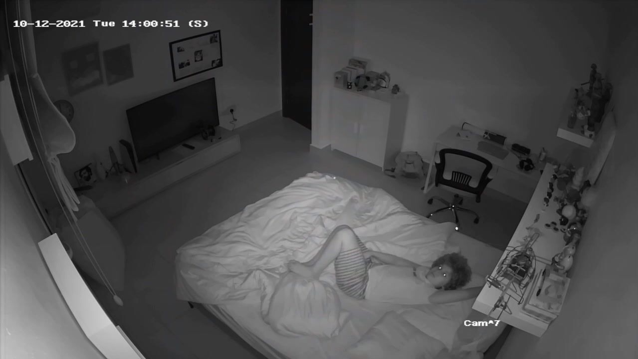My wife relax in the bedroom last night
