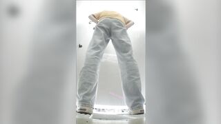 Girls peeing in toilet