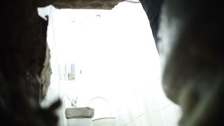 Girls peeing in mens bathroom