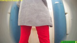Nude girls peeing in the kitchen