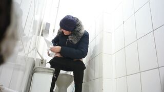 Pissing around a public bathroom porn