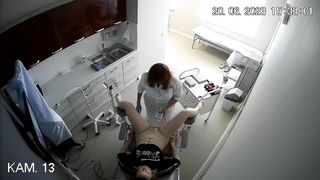 Black chubby manuela gyno exam by white old doctor