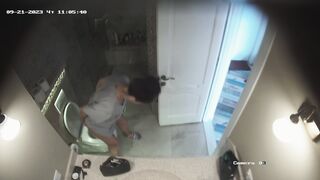 Teenage girls naked peeing on a box