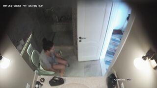 Teenage girls naked peeing on a box