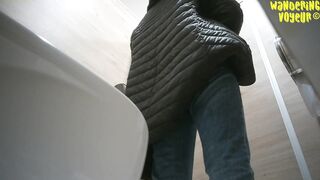 Bent over girls peeing