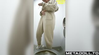 Girls peeing on department dressing rooms floor