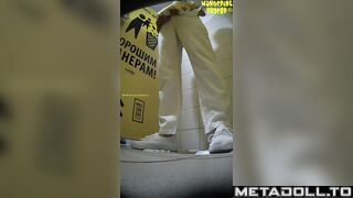 Girls with gigantic dicks peeing
