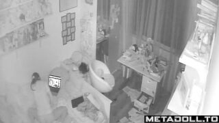 Petite American teen rubs her pussy on the pillow
