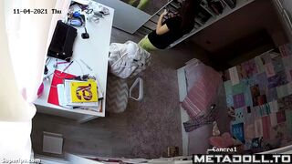 Naughty French girl rubs her pussy slowly