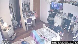 American college girl masturbates watching porn