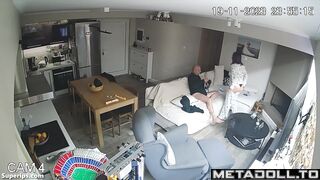 German milf is fucked in pajamas on the sofa