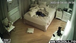 British teen girl changes clothes in her room
