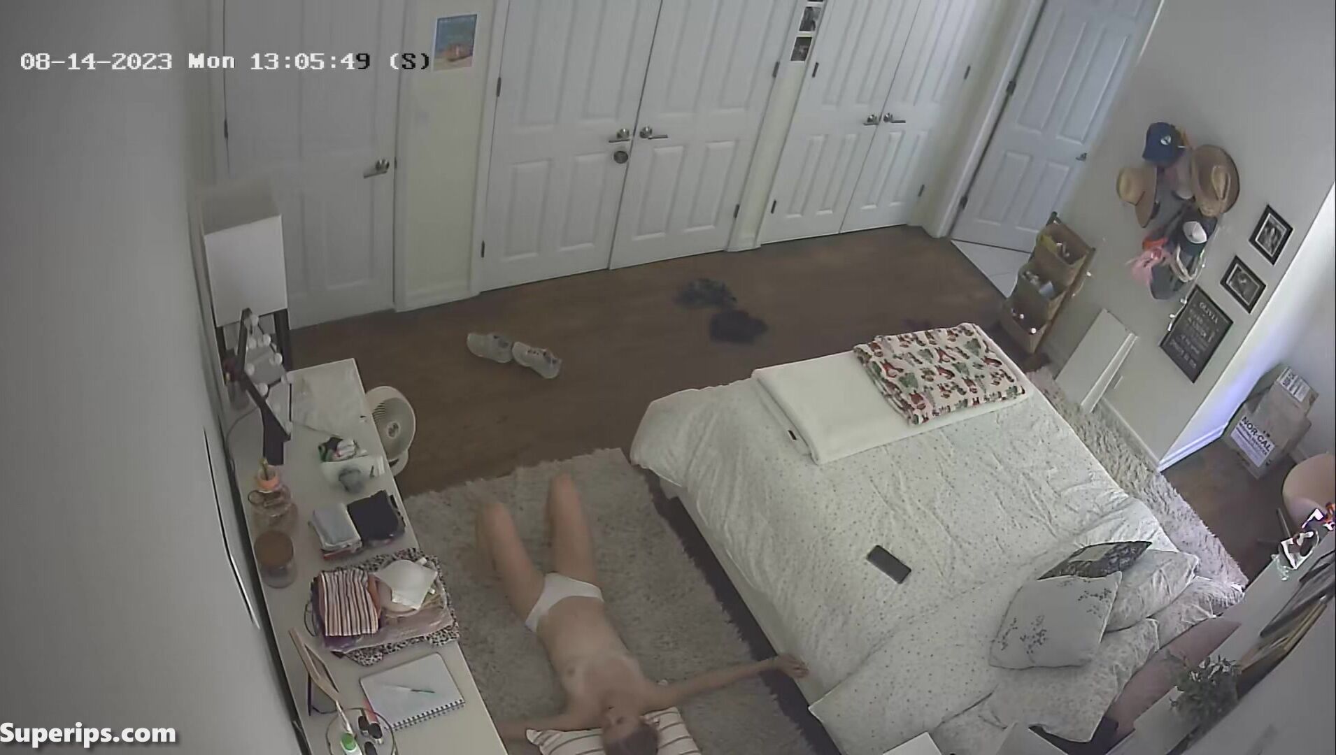 American college girl sleeps naked on the floor