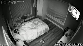 American surfer teen girl is masturbating in her bed
