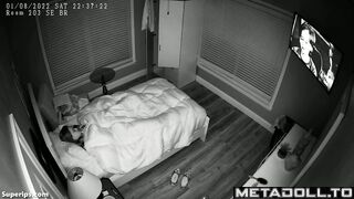 American surfer teen girl is masturbating in her bed