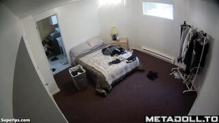 Gorgeous teen girl changes clothes in her room