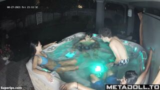 American college students have a Jacuzzi party