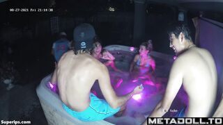 American college students have a Jacuzzi party