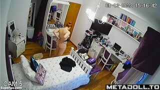 British redhead girl is naked in her room