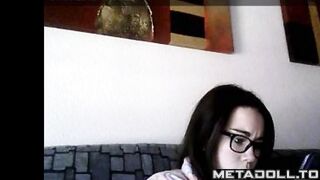 RAT Cam – Teen cat girl masturbates watching porn
