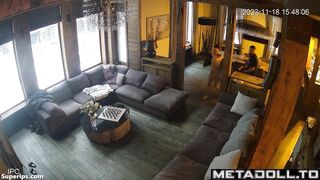 Rich American couple fucks in the living room