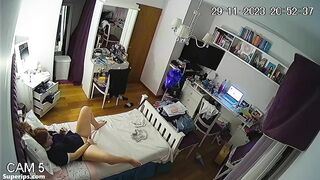 Naughty redhead girl fingers her pussy