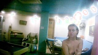 Daily routine of Portuguese blonde wife alone real spy cam