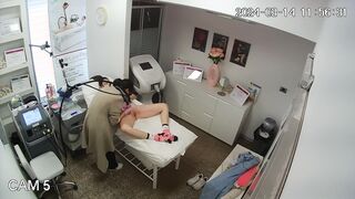 Big tits slave shows her hairy pussy in Polish waxing salon