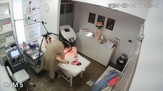 Big tits slave shows her hairy pussy in Polish waxing salon