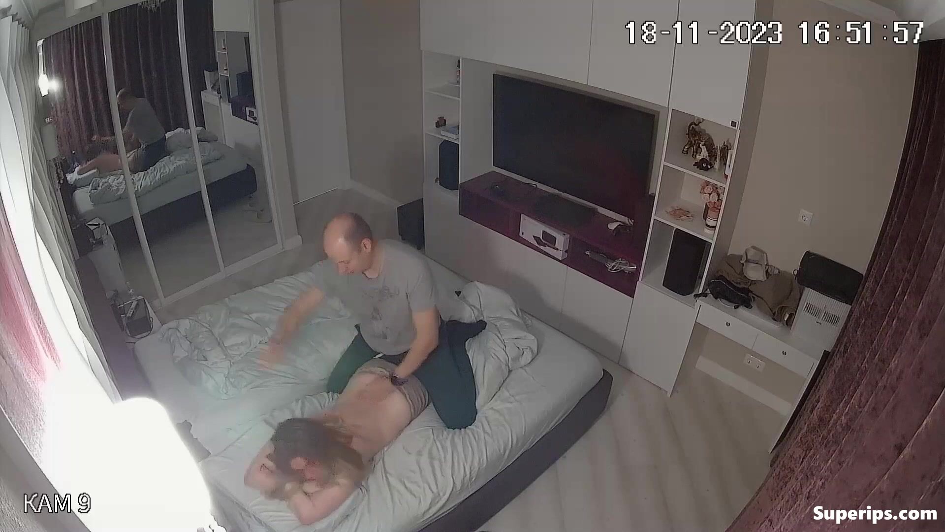 Man massages his wife while he fucks her
