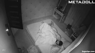 Blonde girl fucks her sleeping boyfriend