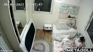 French teen girl is watching porn in her pajamas