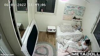 French teen girl is watching porn in her pajamas