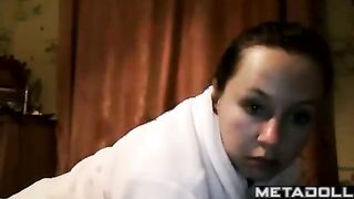 Ukrainian girl rubs her pussy with the pillow
