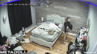 Petite blonde girl is naked in her room