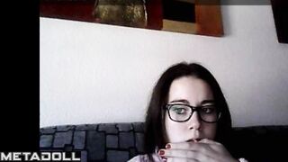 Teen cat girl masturbates watching porn