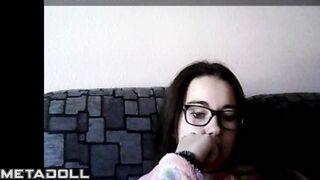 Teen cat girl masturbates watching porn