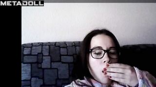 Teen cat girl masturbates watching porn
