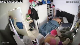 Tattooed Chilean brunette wife gets fucked on the floor hidden IP cam