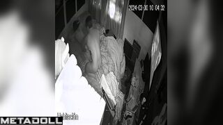 Beautiful dirty couple fuck in their bed wildly live