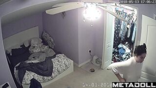 Busty college girl gets dressed in her room