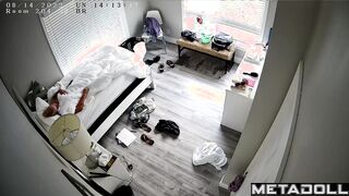 American blonde woman masturbates naked