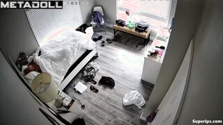 American blonde woman masturbates naked
