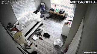 American blonde woman masturbates naked