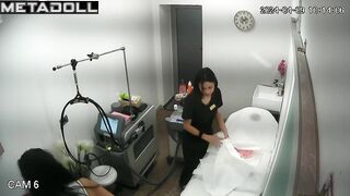 Amazing belly dancer gets wet during pussy shaving in German cosmetic salon