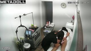 Amazing belly dancer gets wet during pussy shaving in German cosmetic salon