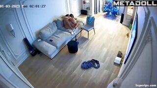 Hot French couple fucks on the couch