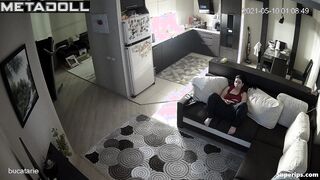Russian spinster mom masturbating on the couch