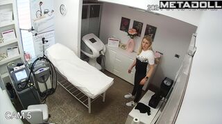 Fat Danish blonde fancy girl shaving vagina in spa