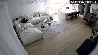 Amazing ass Swiss brunette MILF gets fucked on the couch hidden IP cam